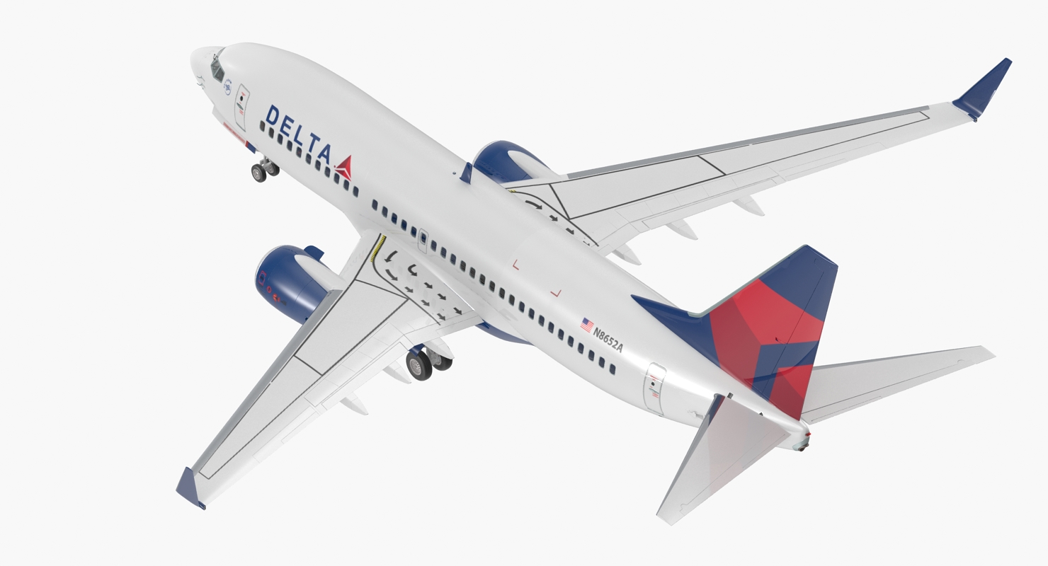 Boeing 737 700 Delta Air Lines Rigged 3D