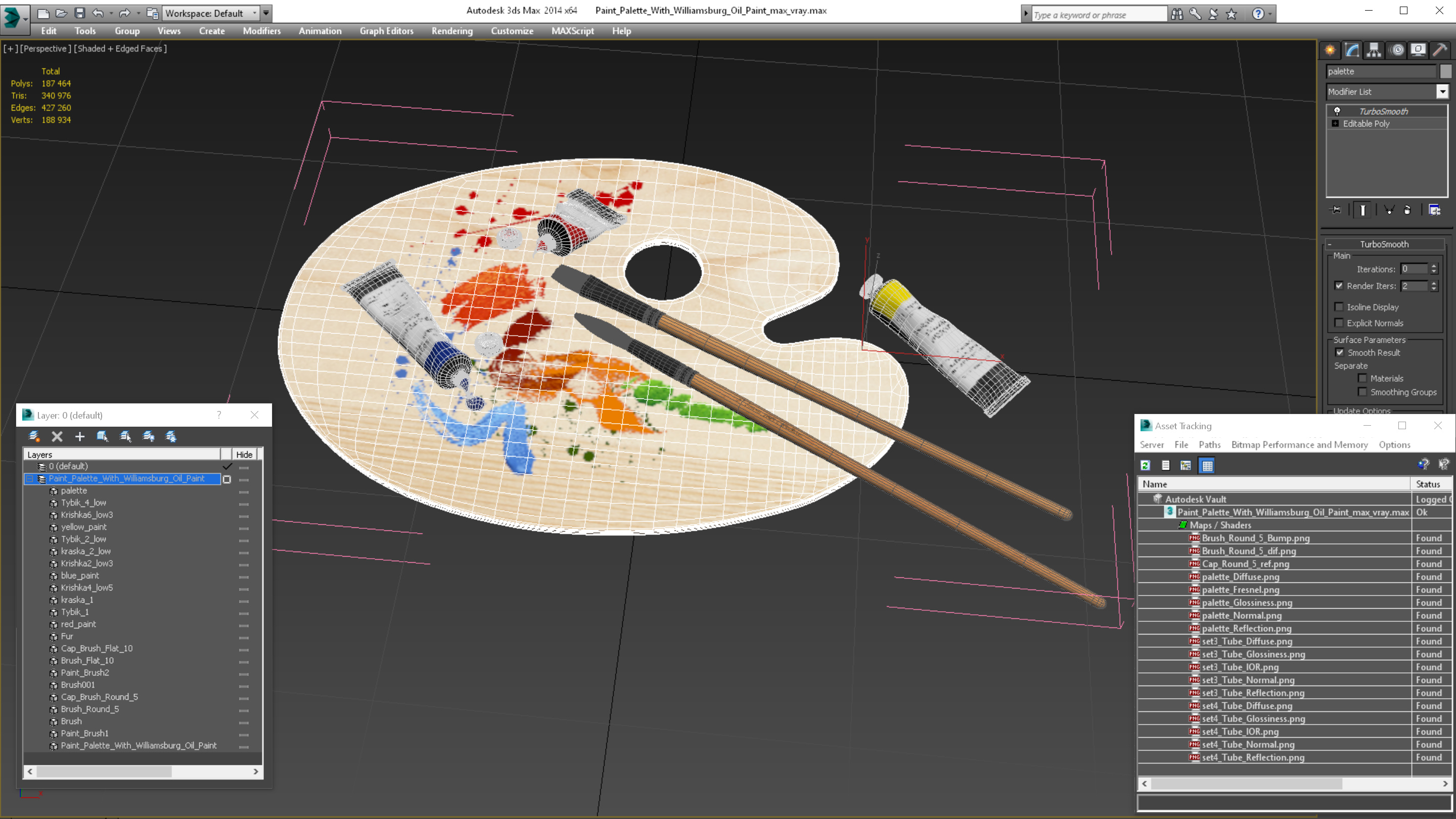 3D Paint Palette With Williamsburg Oil Paint
