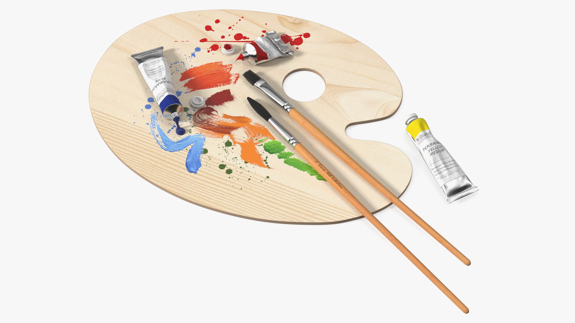 3D Paint Palette With Williamsburg Oil Paint