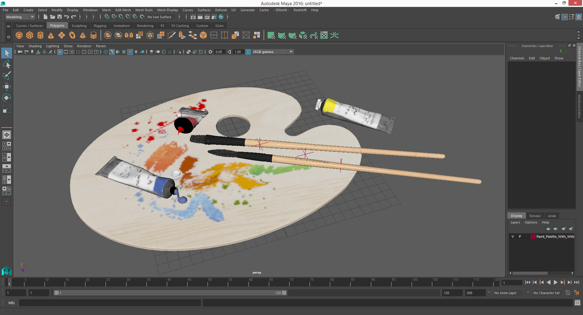 3D Paint Palette With Williamsburg Oil Paint