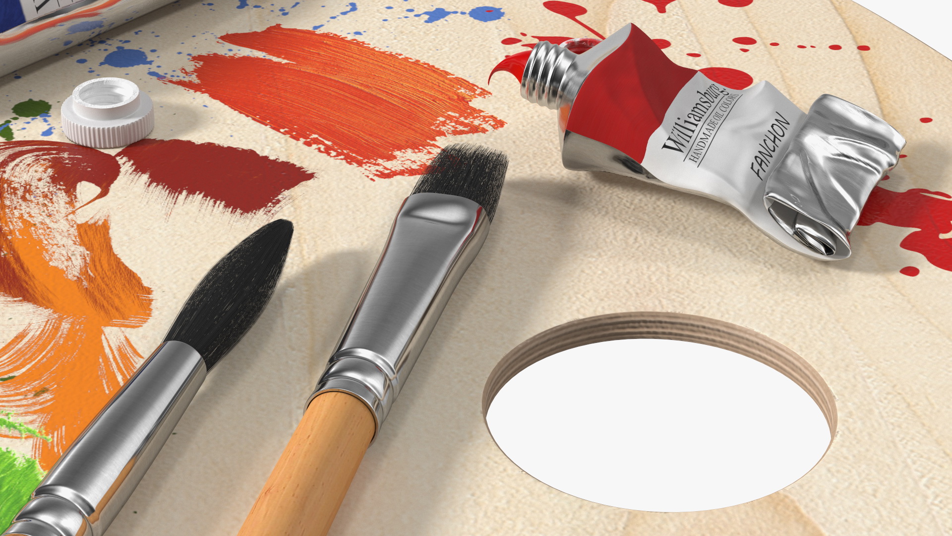 3D Paint Palette With Williamsburg Oil Paint