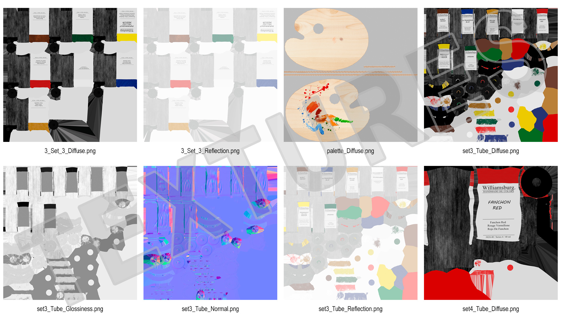 3D Paint Palette With Williamsburg Oil Paint