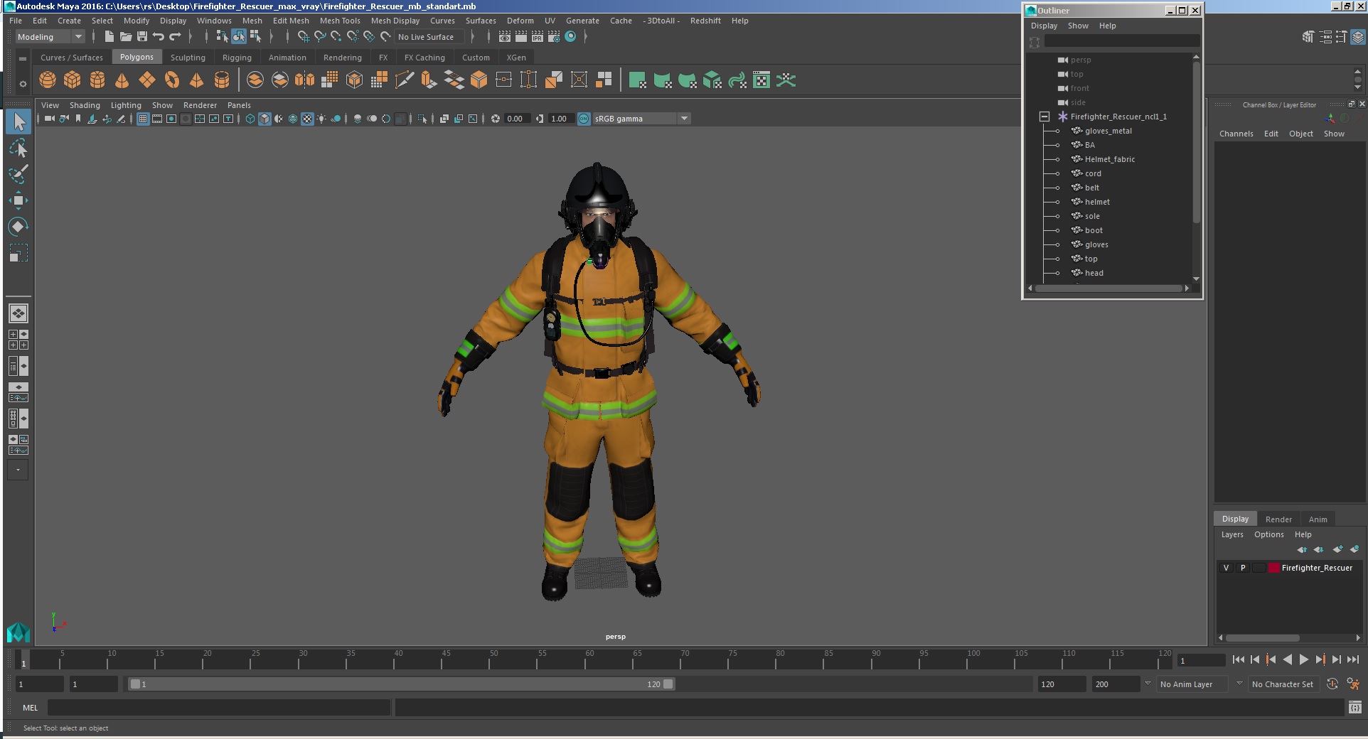 Firefighter Rescuer 3D model