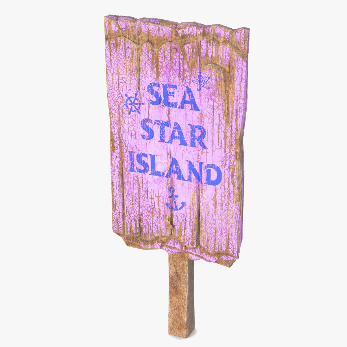 Aged Wooden Road Sign Board Mockup 3D model