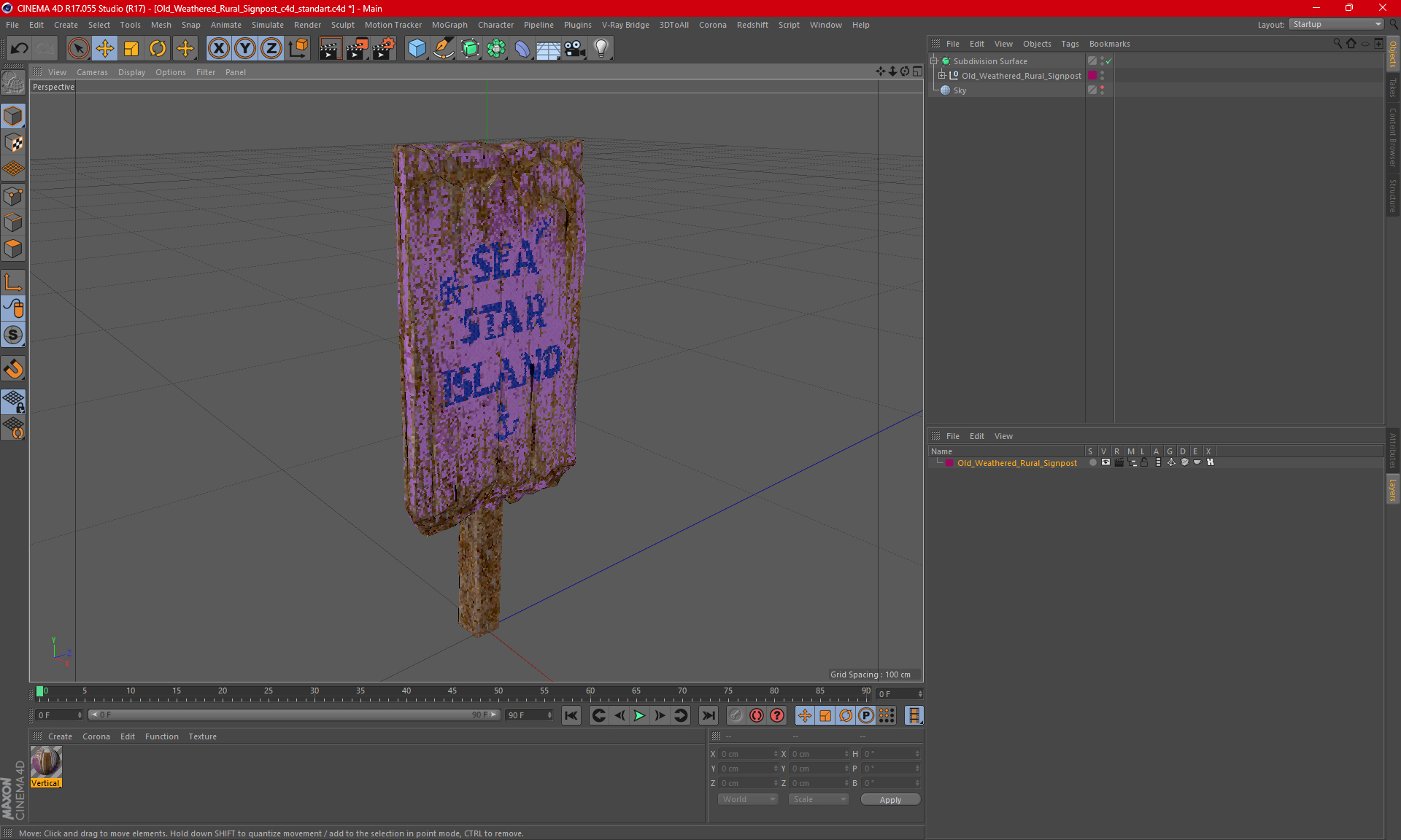 3D Old Weathered Rural Signpost model