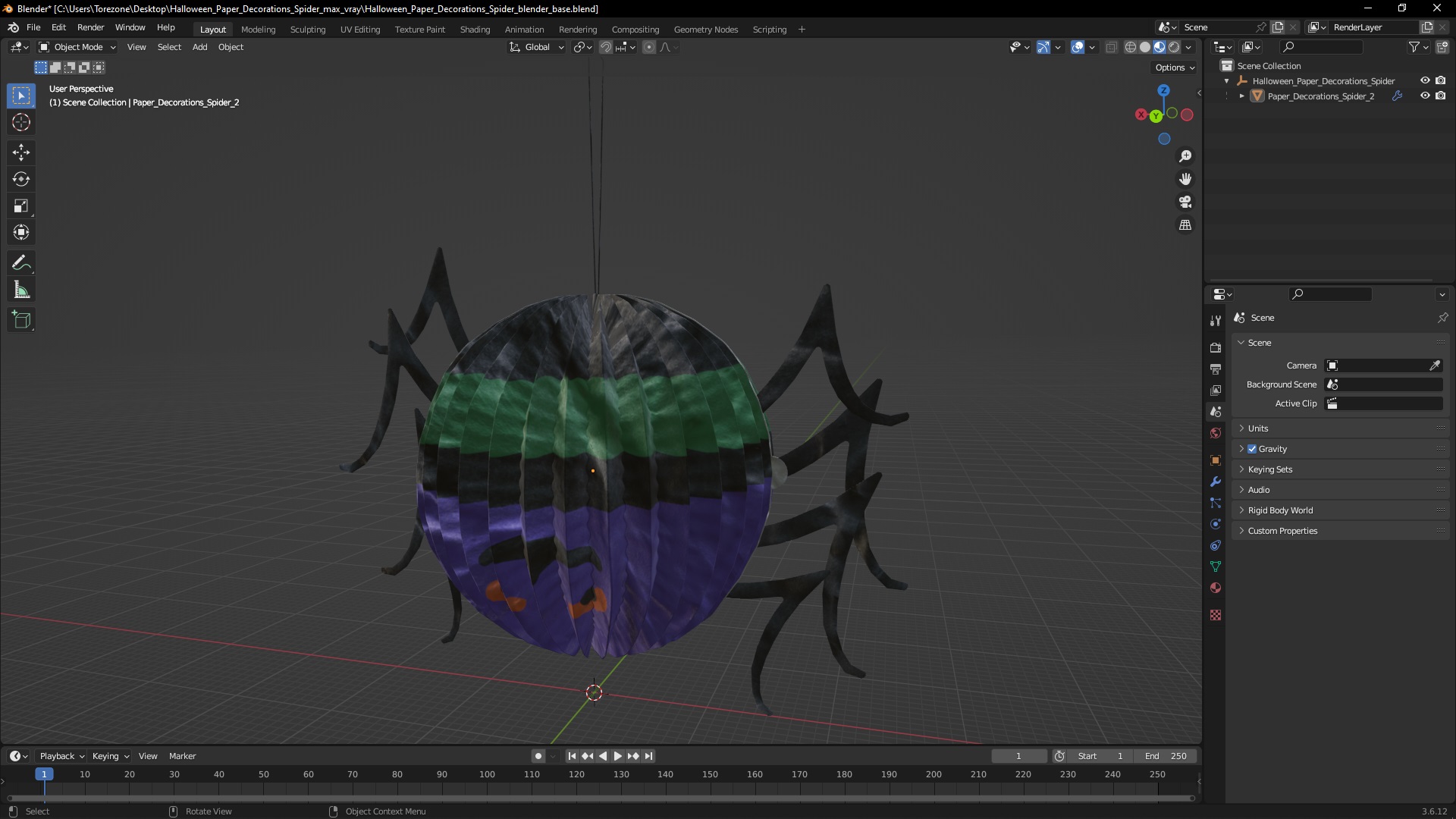 Halloween Paper Decorations Spider 3D model