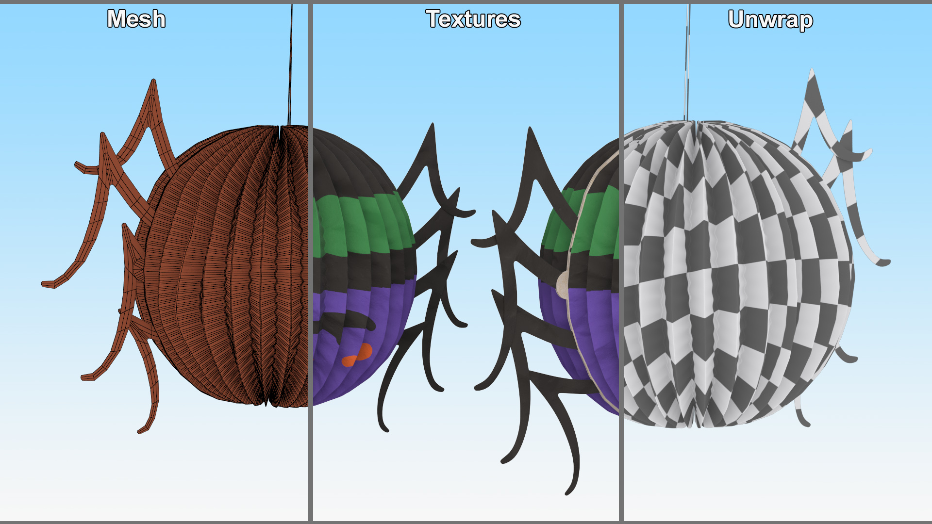 Halloween Paper Decorations Spider 3D model