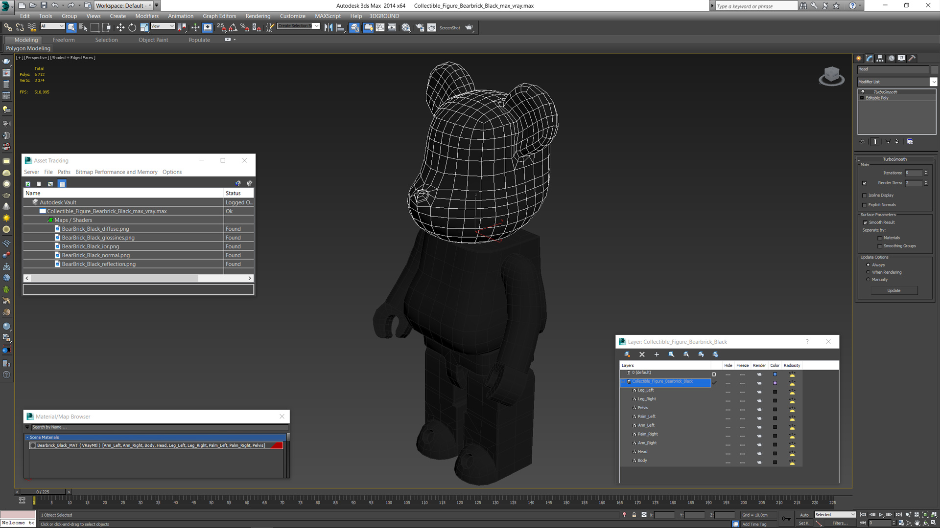 Collectible Figure Bearbrick Black 3D model