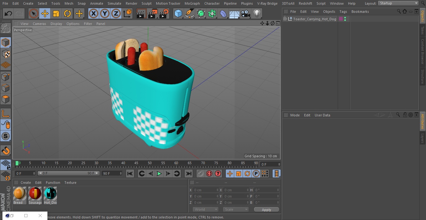 Toaster Carrying Hot Dog 3D model
