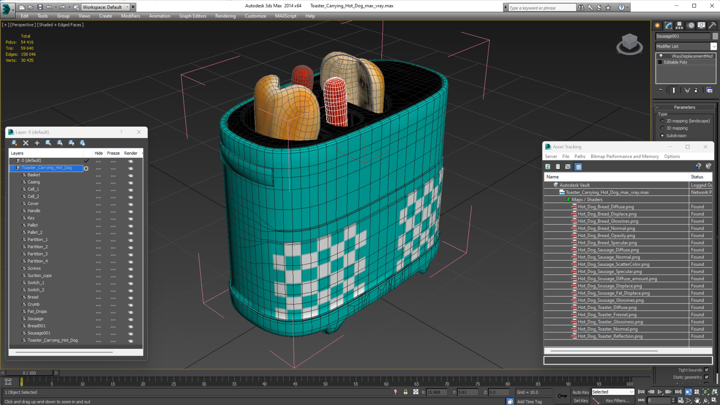Toaster Carrying Hot Dog 3D model