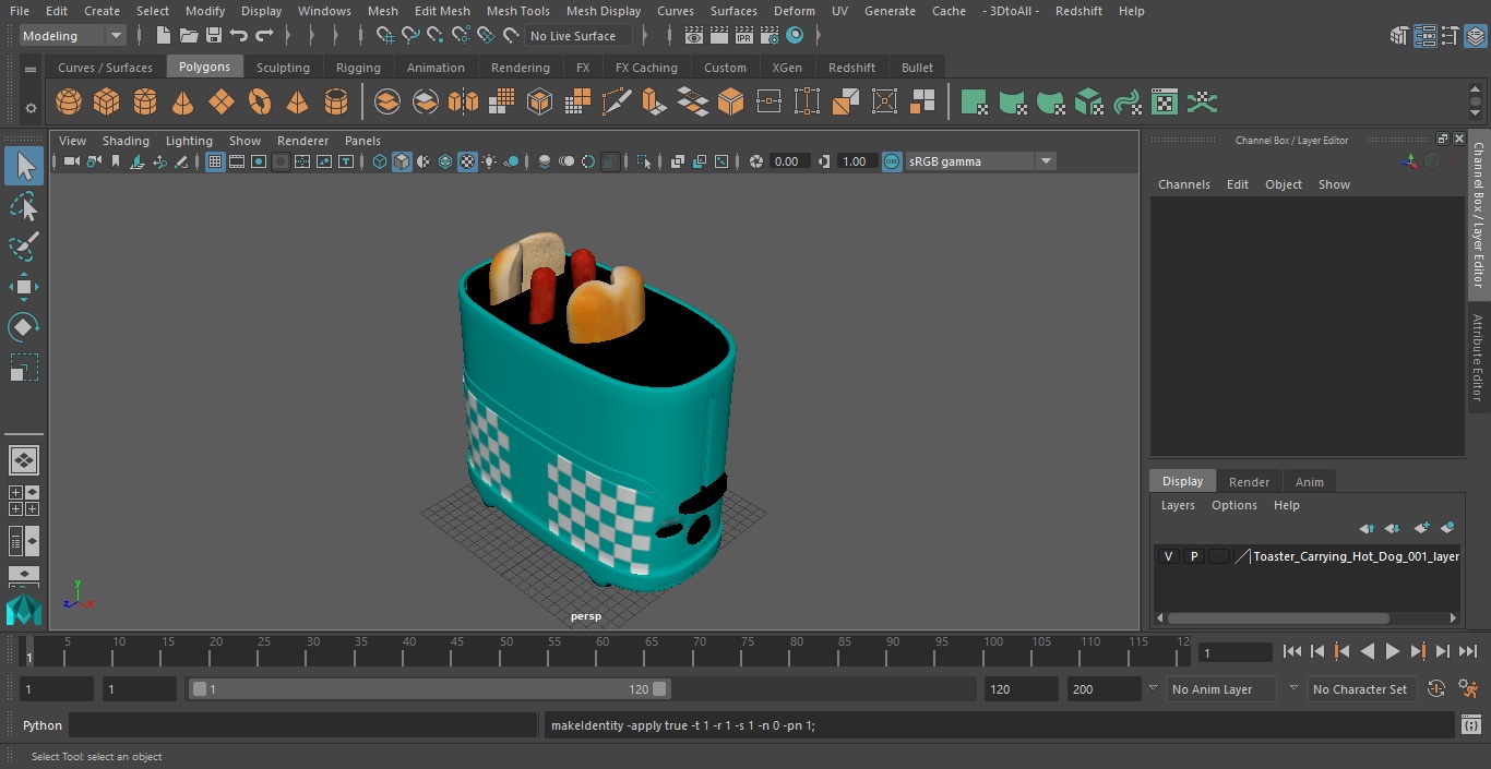 Toaster Carrying Hot Dog 3D model