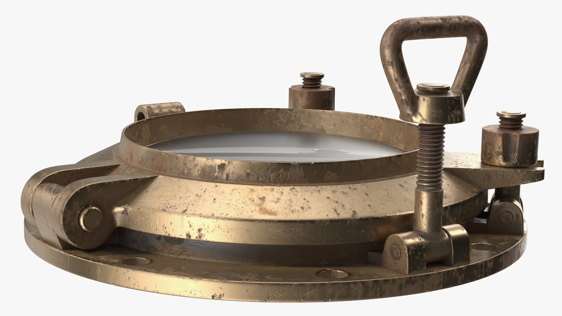 Worn Vintage Ship Porthole Brass 3D