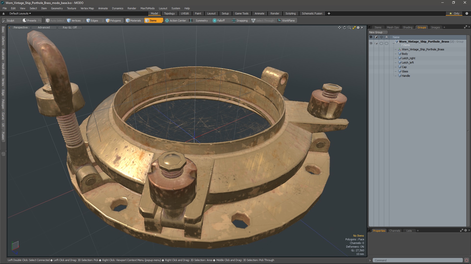 Worn Vintage Ship Porthole Brass 3D
