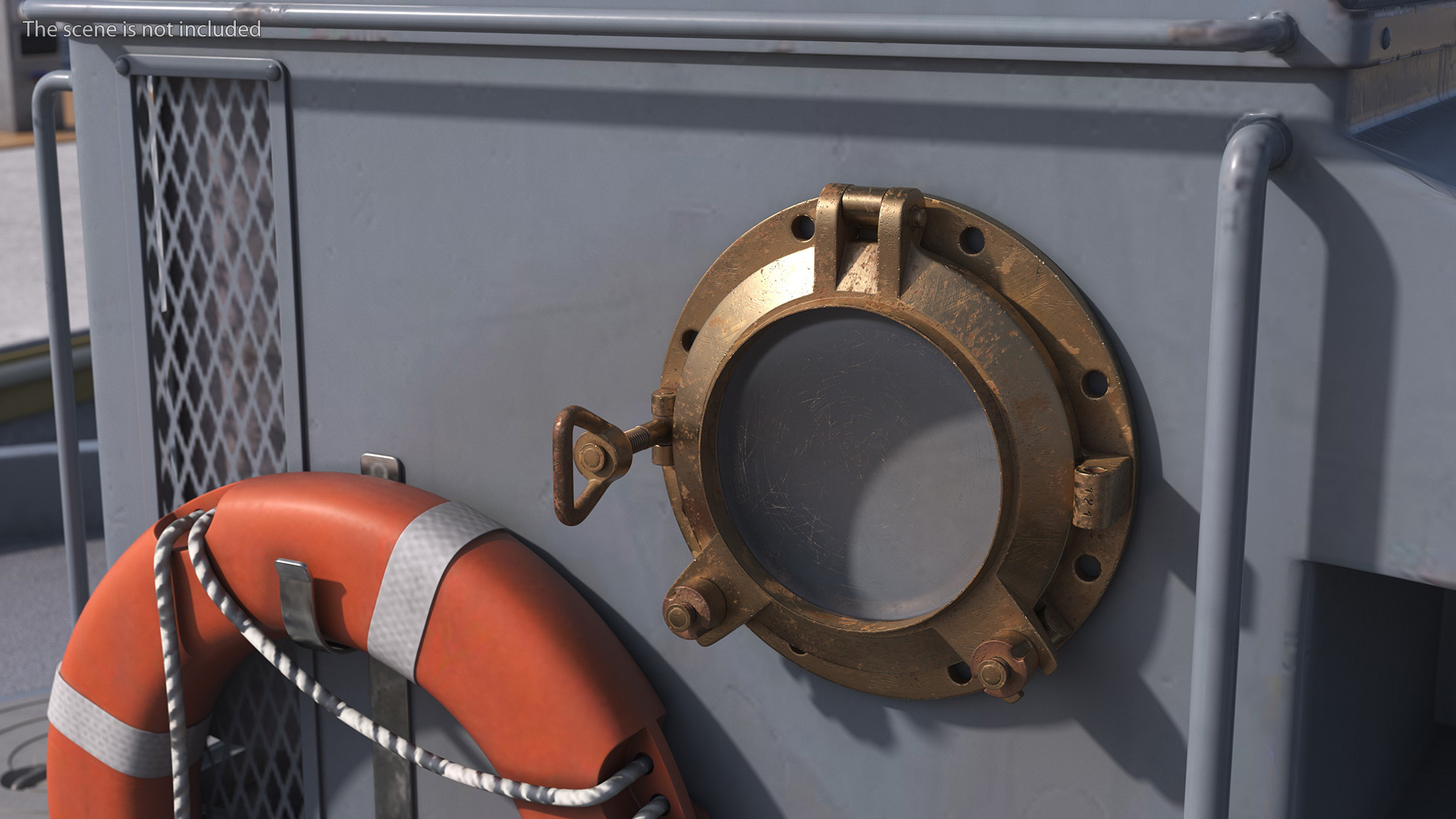 Worn Vintage Ship Porthole Brass 3D