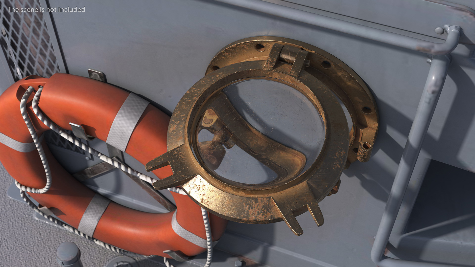 Worn Vintage Ship Porthole Brass 3D