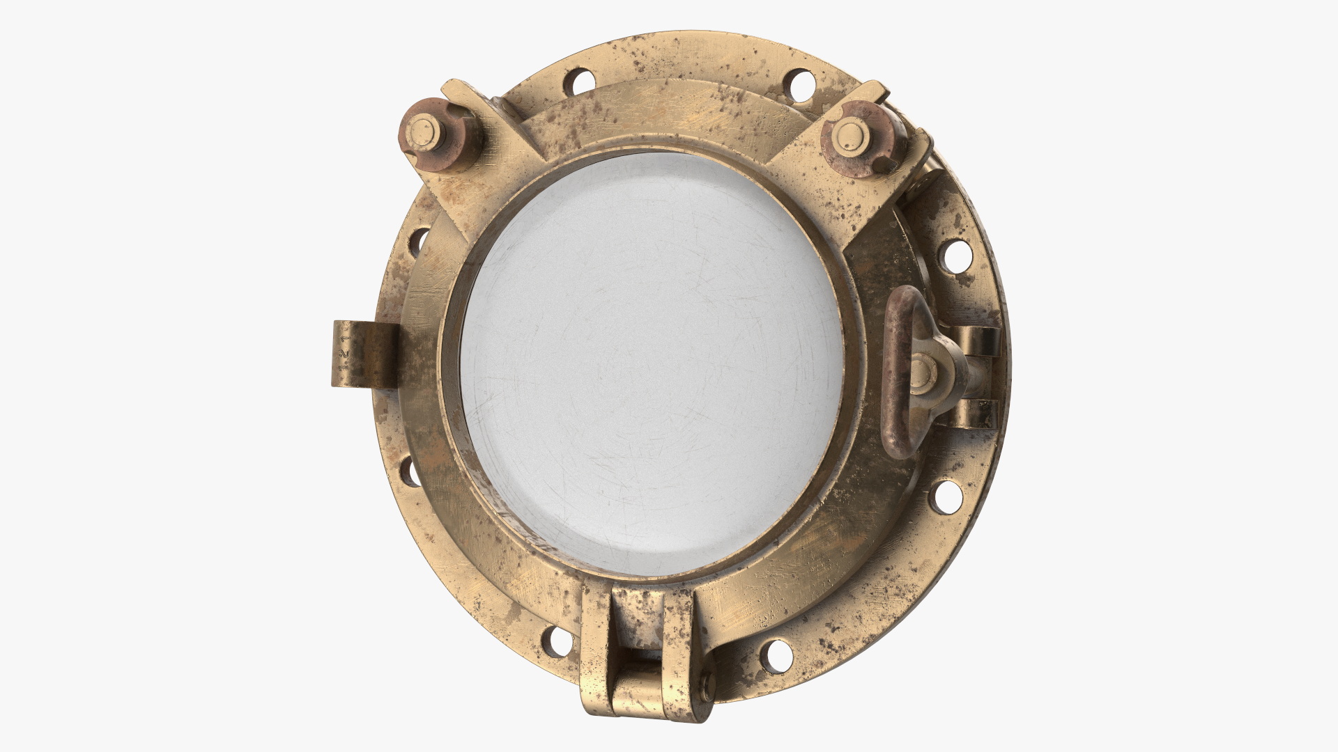 Worn Vintage Ship Porthole Brass 3D