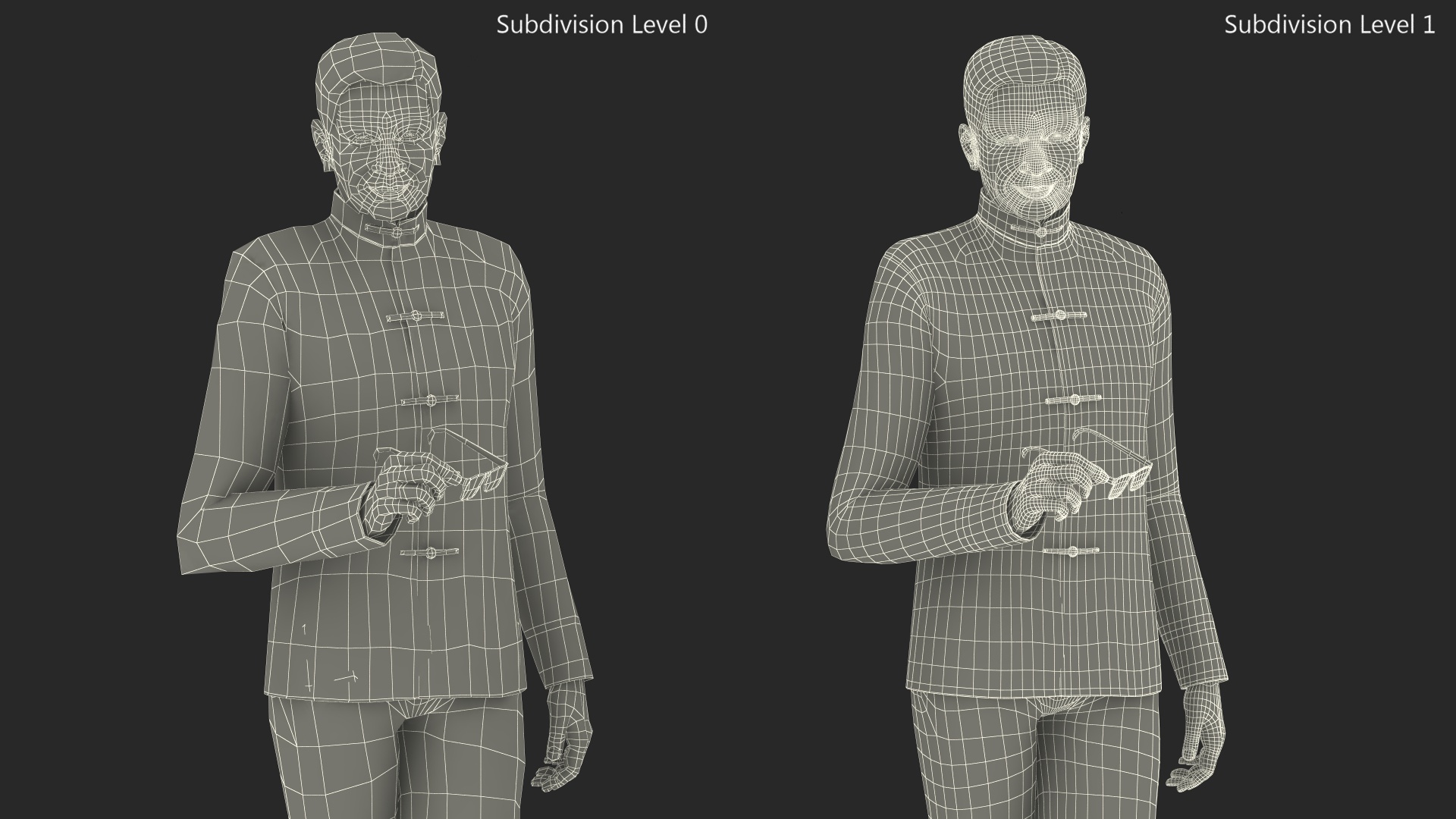 Senior Chinese Man Wearing Traditional Clothing 3D