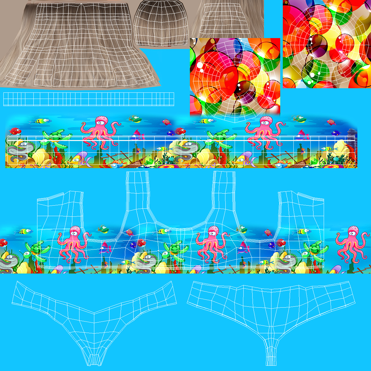Child Girl With Swim Ring Rigged 3D