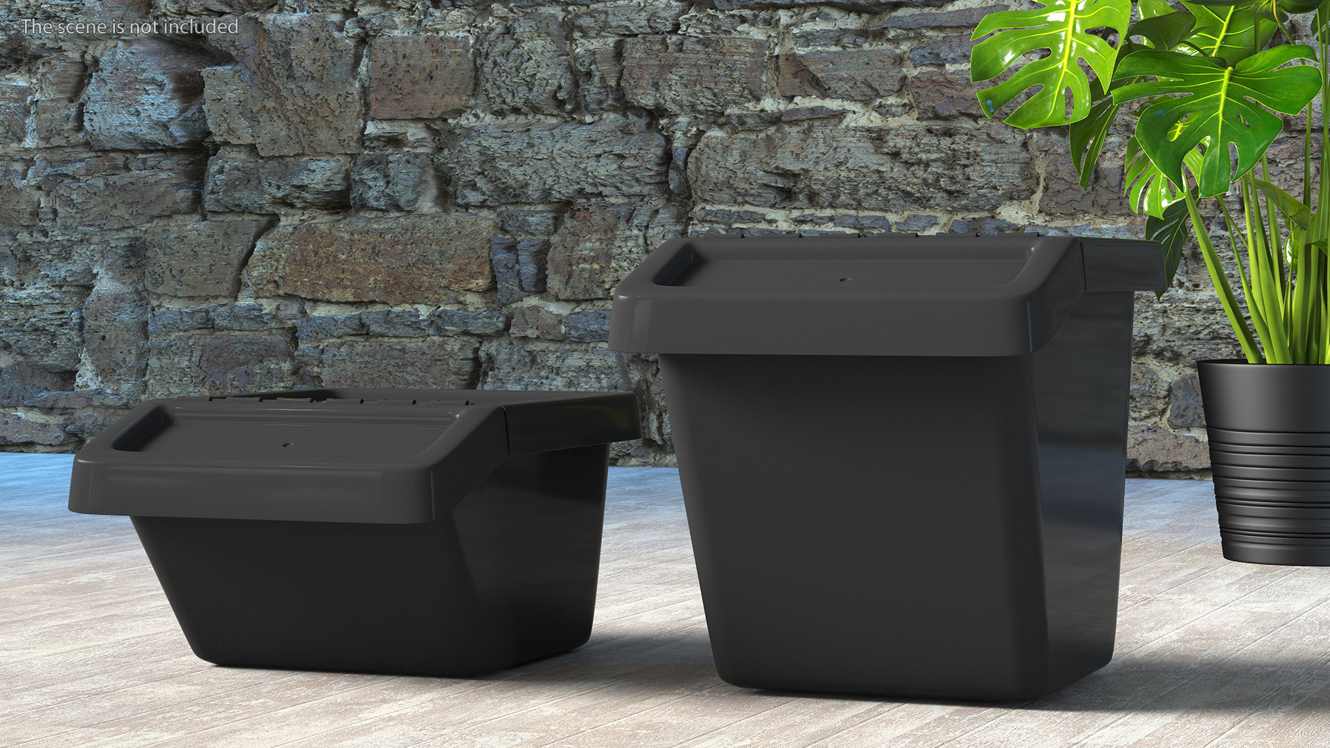 Black Storage Containers with Lid Set 3D