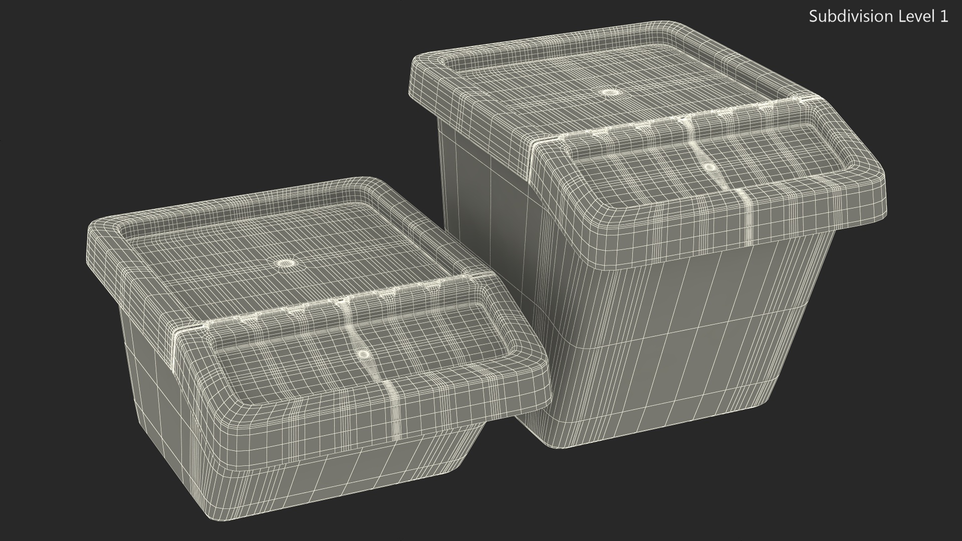 Black Storage Containers with Lid Set 3D