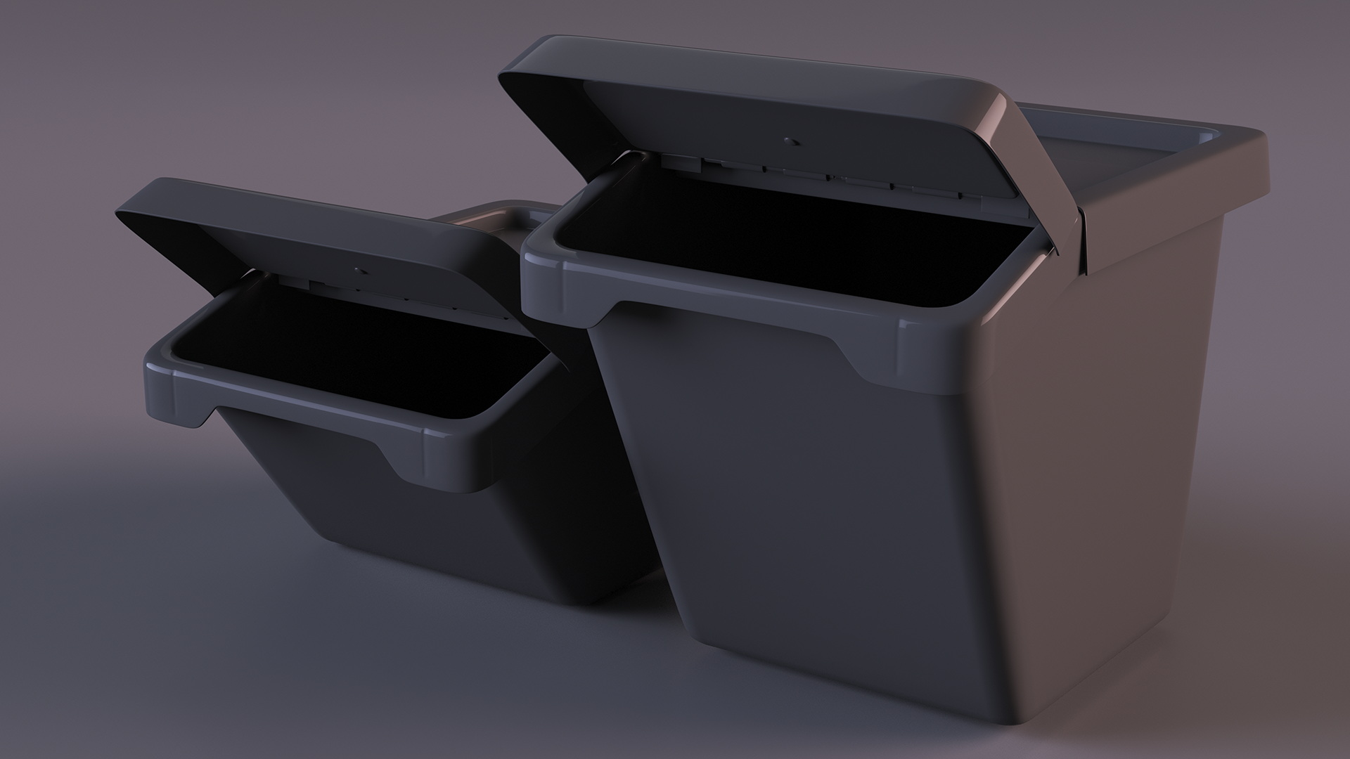 Black Storage Containers with Lid Set 3D