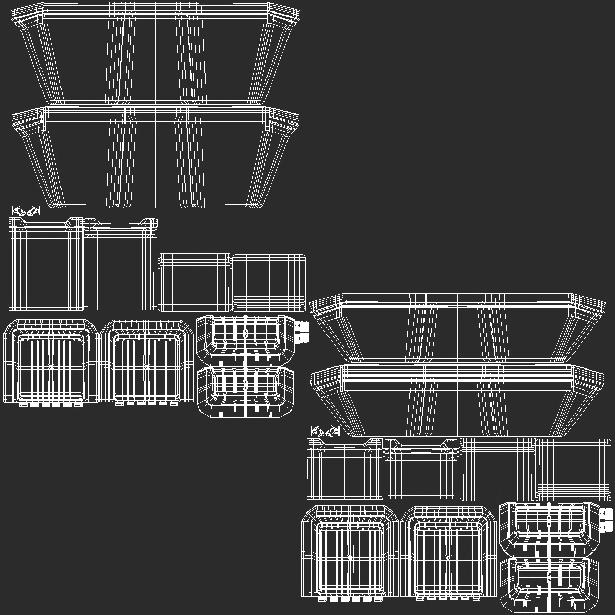 Black Storage Containers with Lid Set 3D