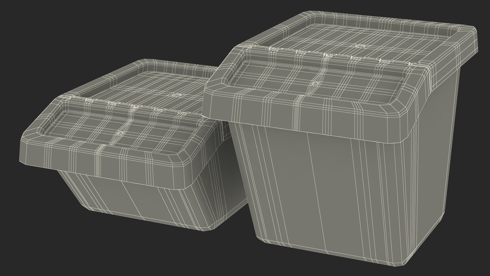 Black Storage Containers with Lid Set 3D