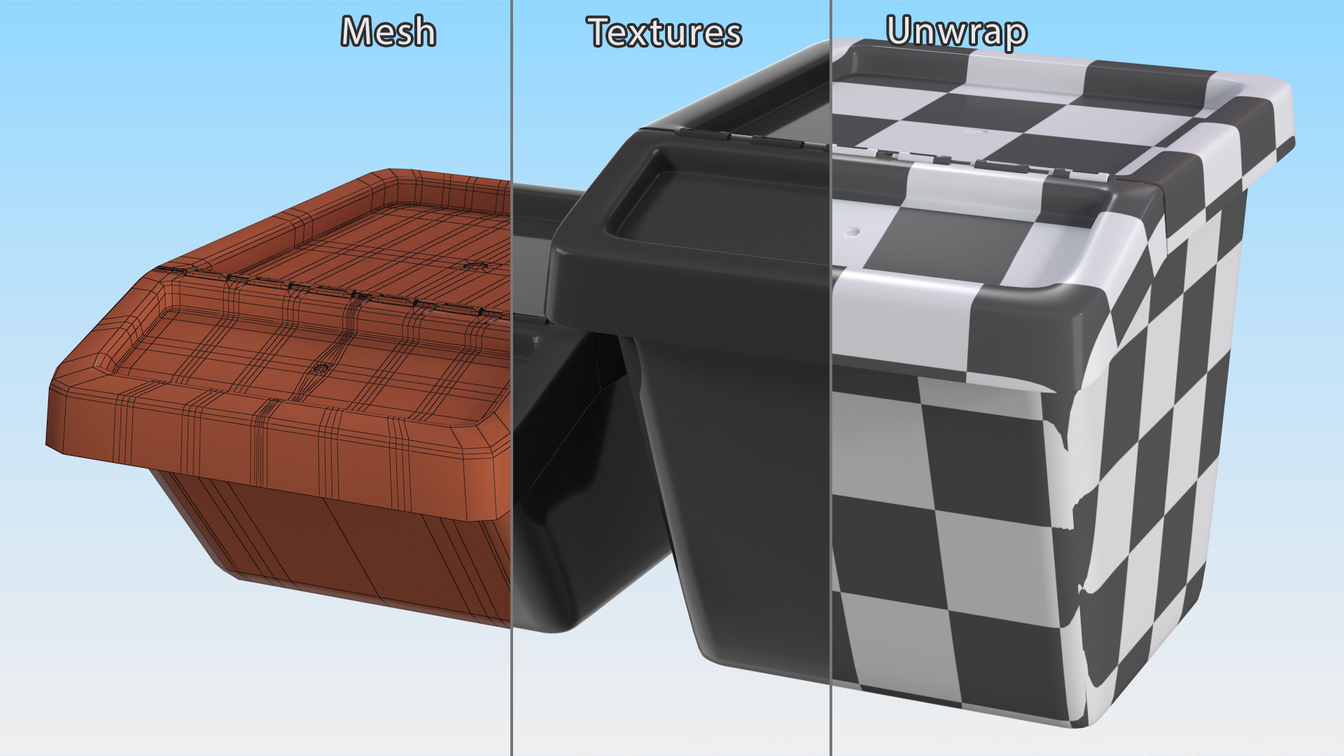 Black Storage Containers with Lid Set 3D