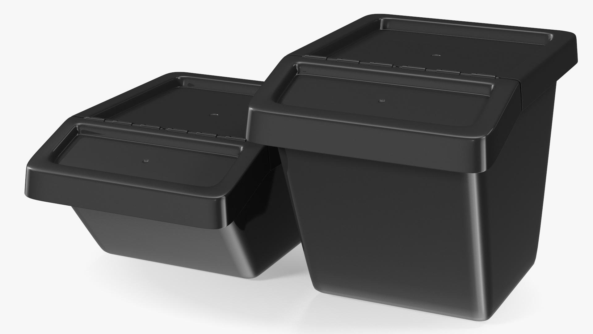 Black Storage Containers with Lid Set 3D