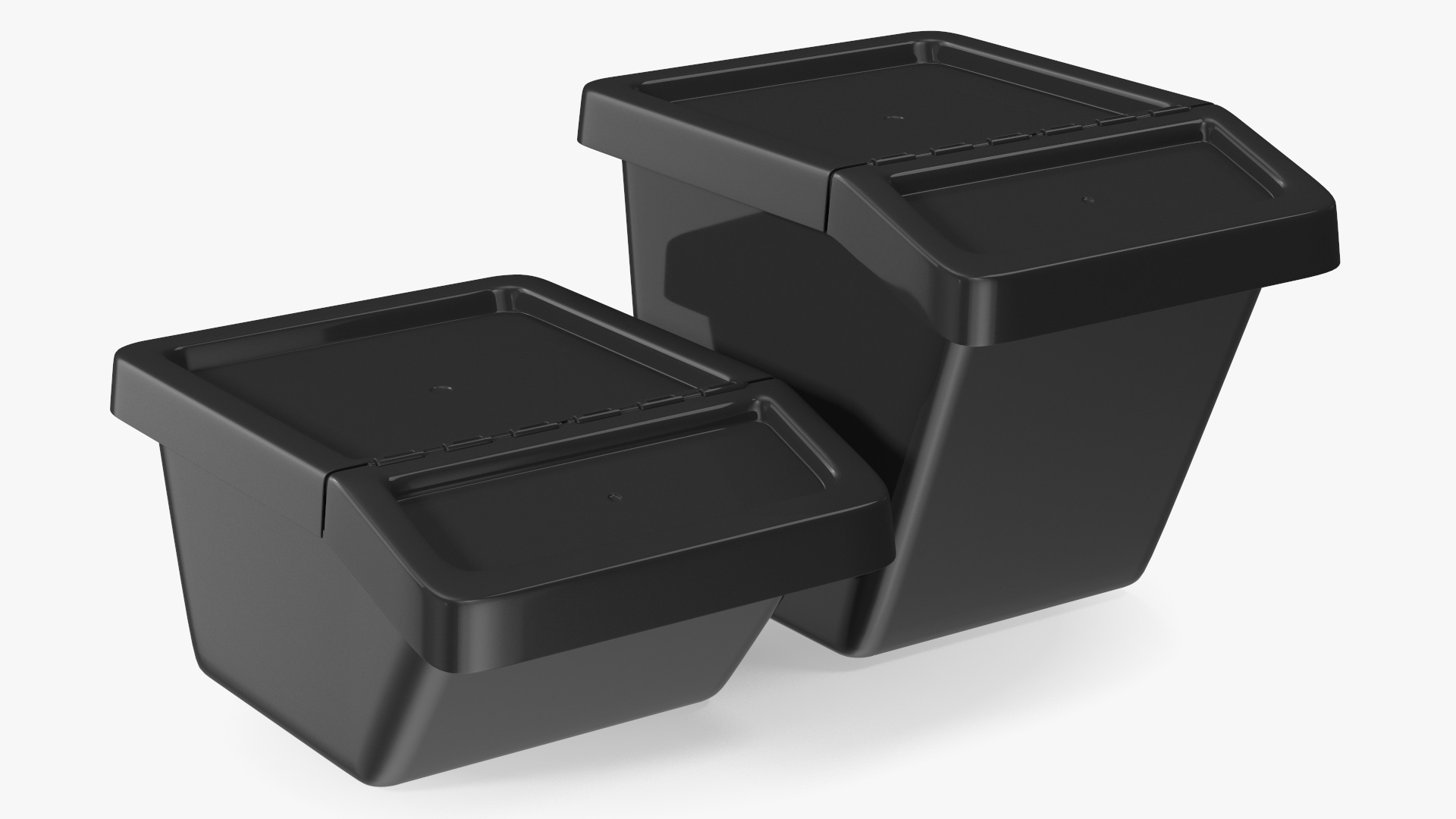 Black Storage Containers with Lid Set 3D