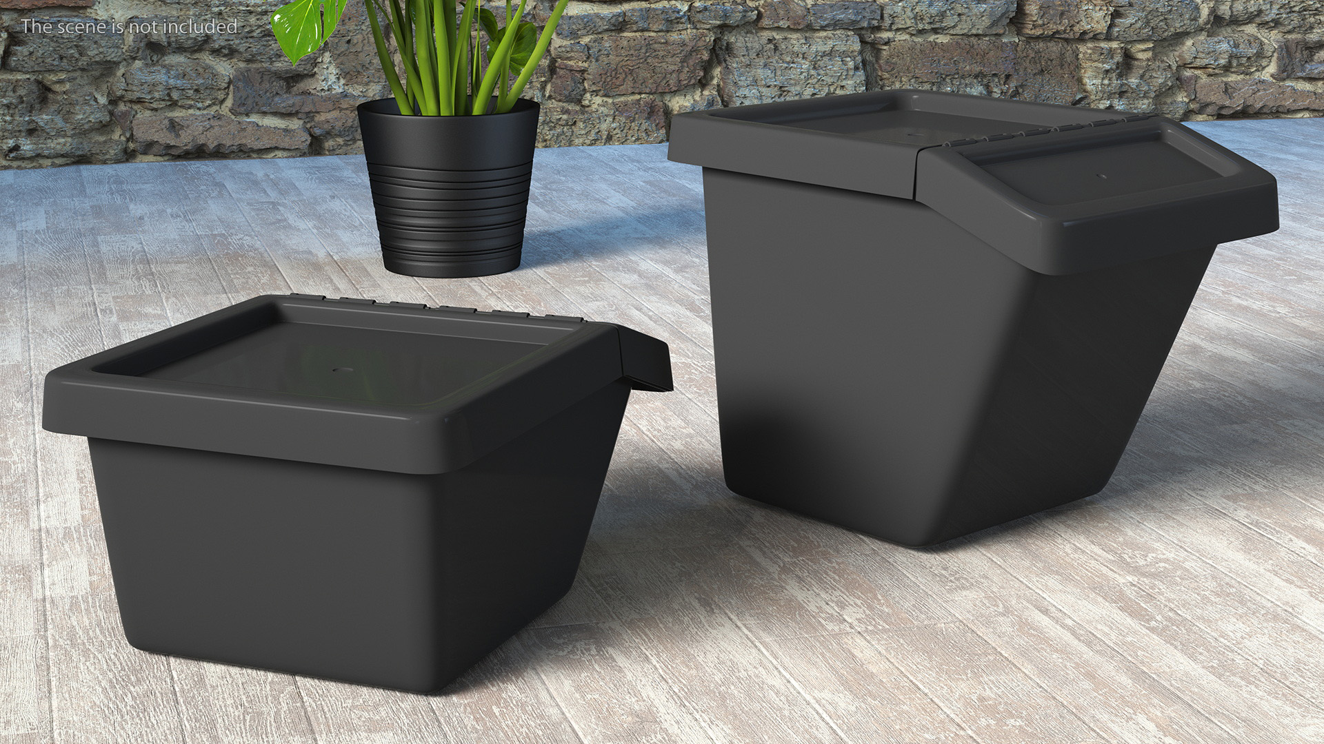 Black Storage Containers with Lid Set 3D