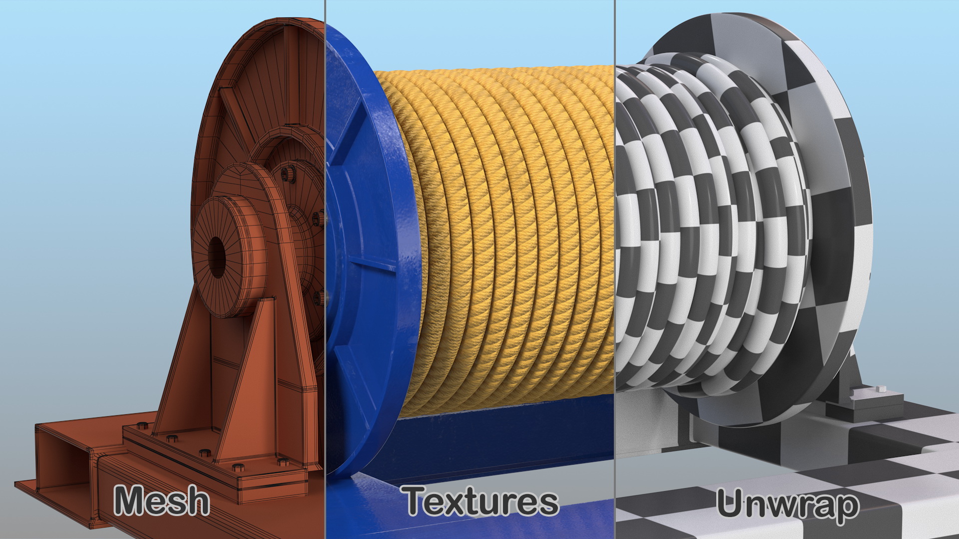 3D model Winch Wire Rope Drum