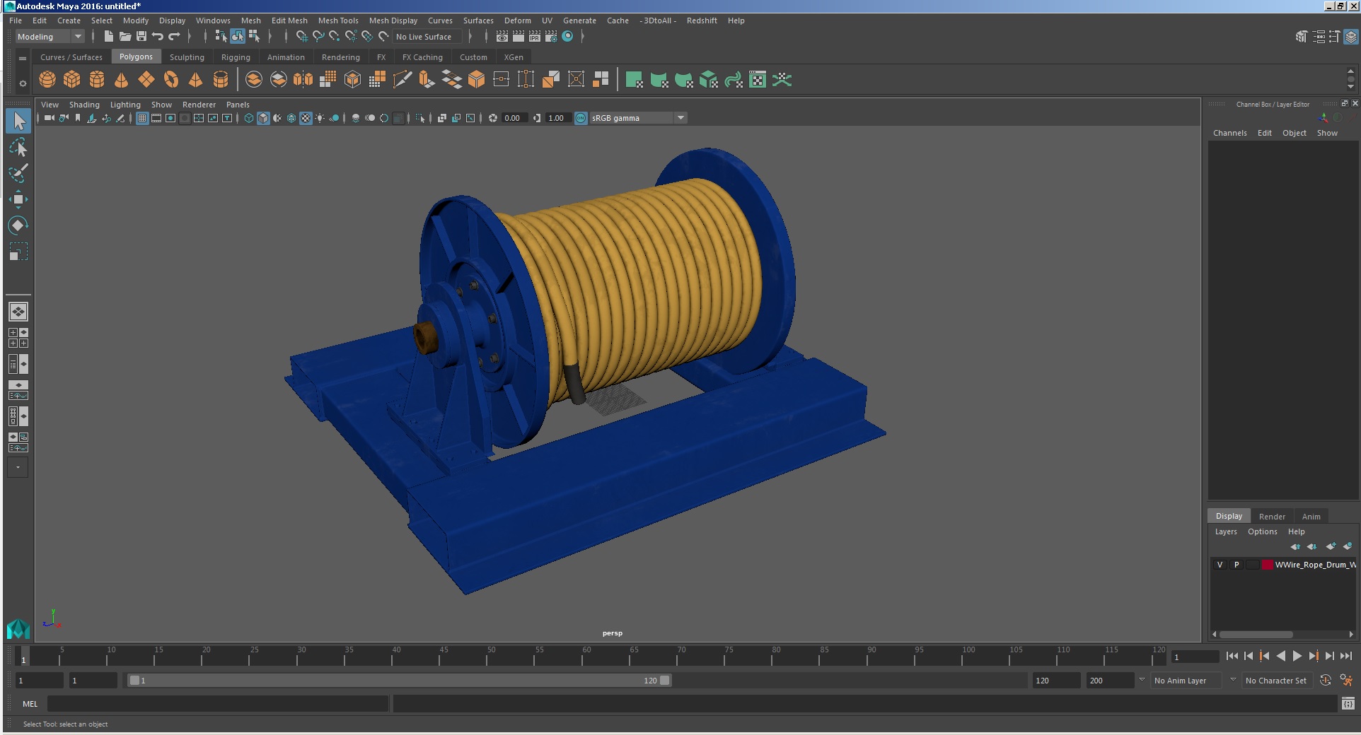 3D model Winch Wire Rope Drum