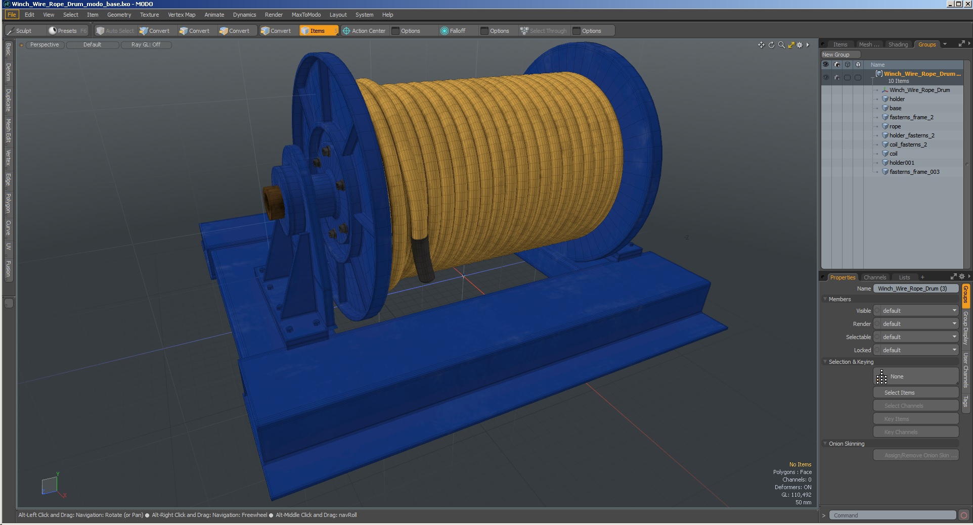 3D model Winch Wire Rope Drum