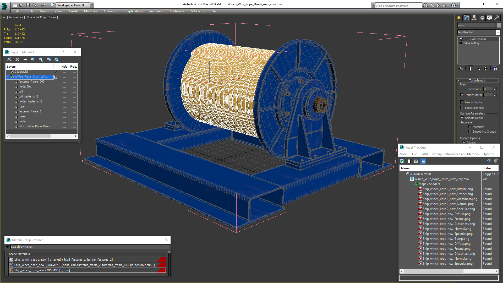 3D model Winch Wire Rope Drum