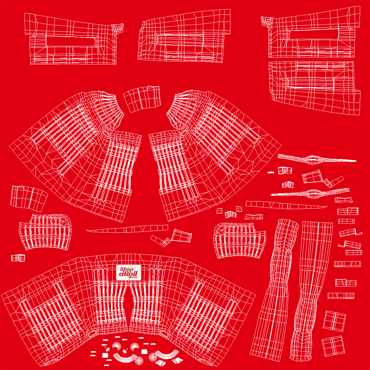 3D Plastic Roll Shopping Basket model