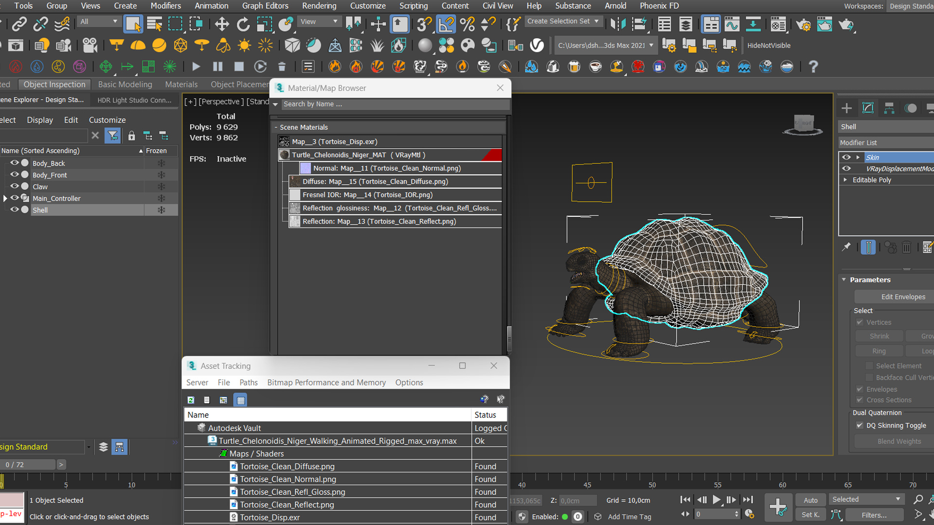 Turtle Chelonoidis Niger Set Animated Rigged - view 10