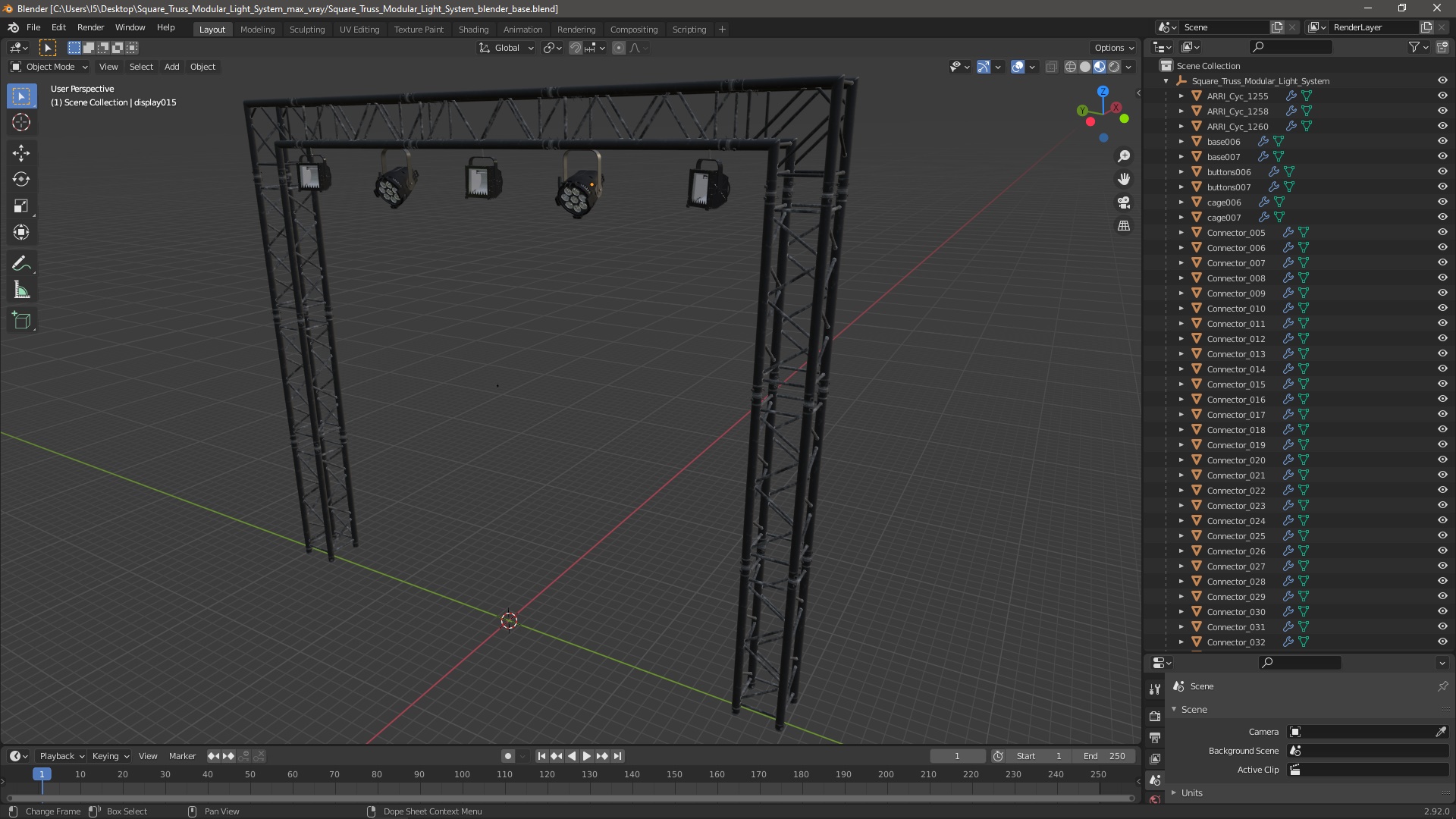 3D Square Truss Modular Light System model