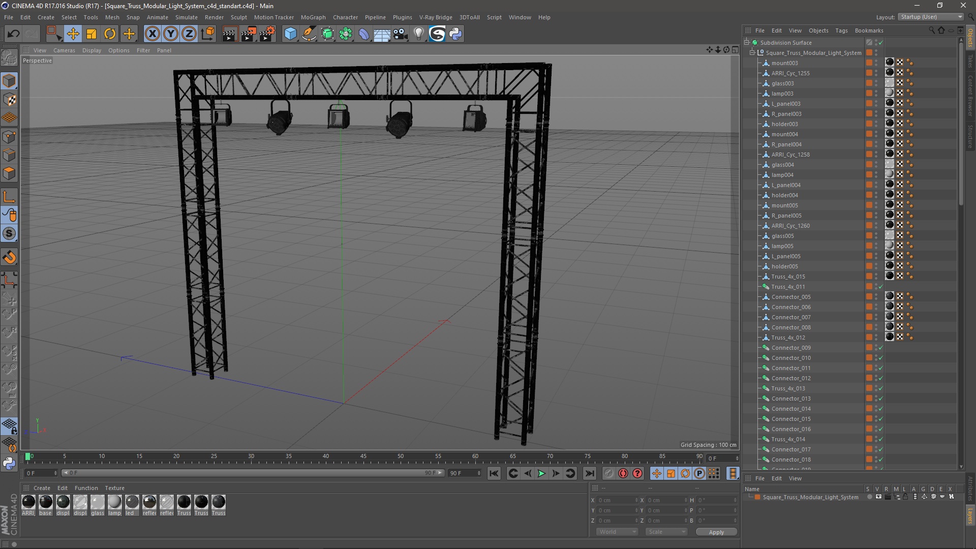 3D Square Truss Modular Light System model