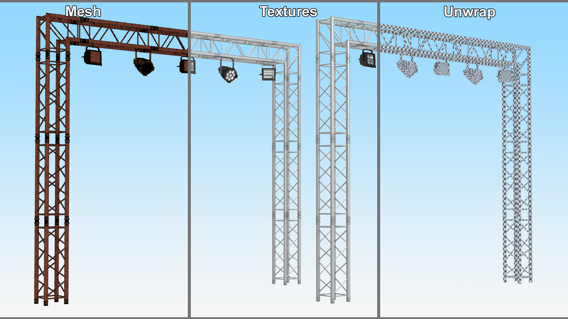 3D Square Truss Modular Light System model