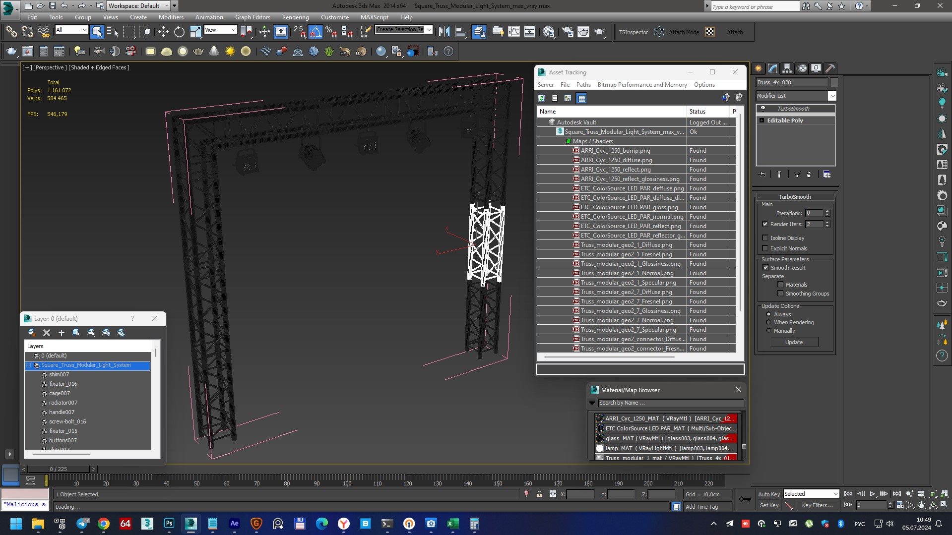 3D Square Truss Modular Light System model