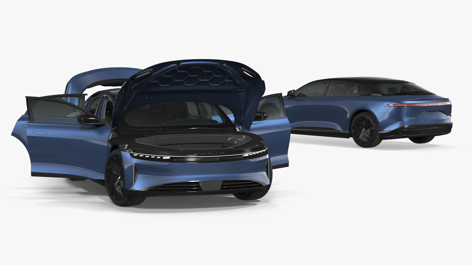 3D Lucid Air Electric Luxury Sedan Sapphire Rigged for Maya