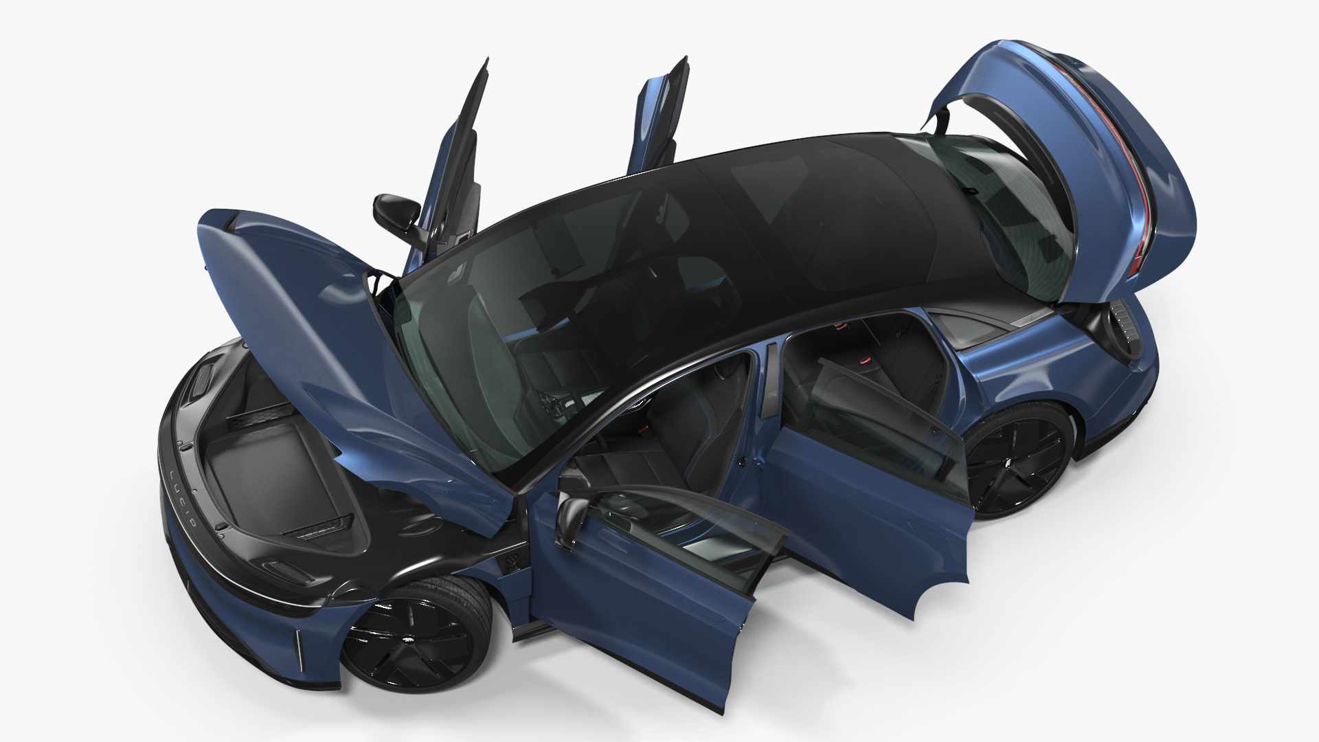 3D Lucid Air Electric Luxury Sedan Sapphire Rigged for Maya