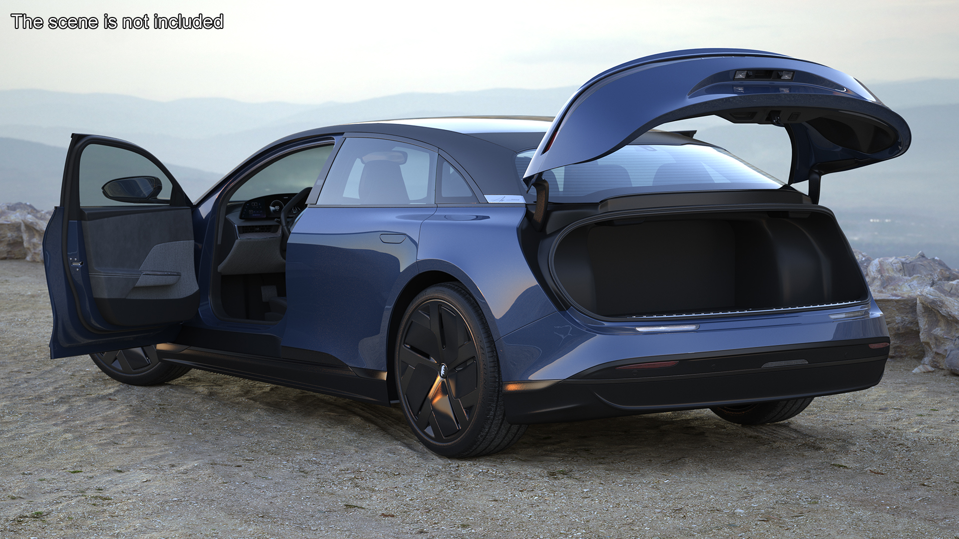 3D Lucid Air Electric Luxury Sedan Sapphire Rigged for Maya