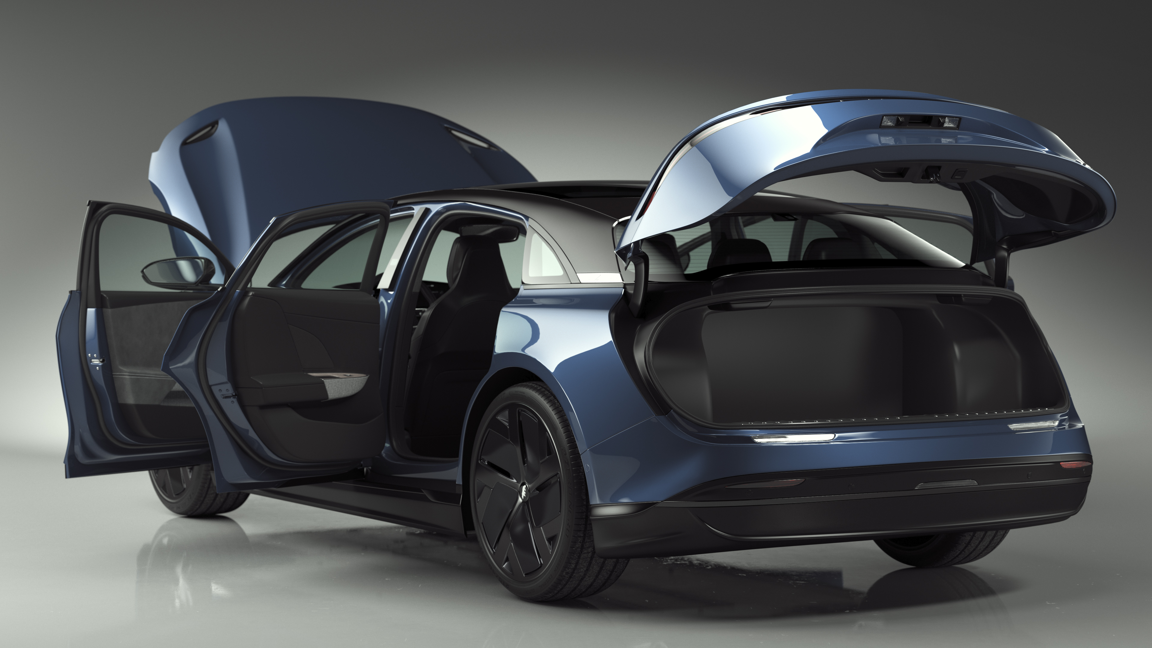 3D Lucid Air Electric Luxury Sedan Sapphire Rigged for Maya