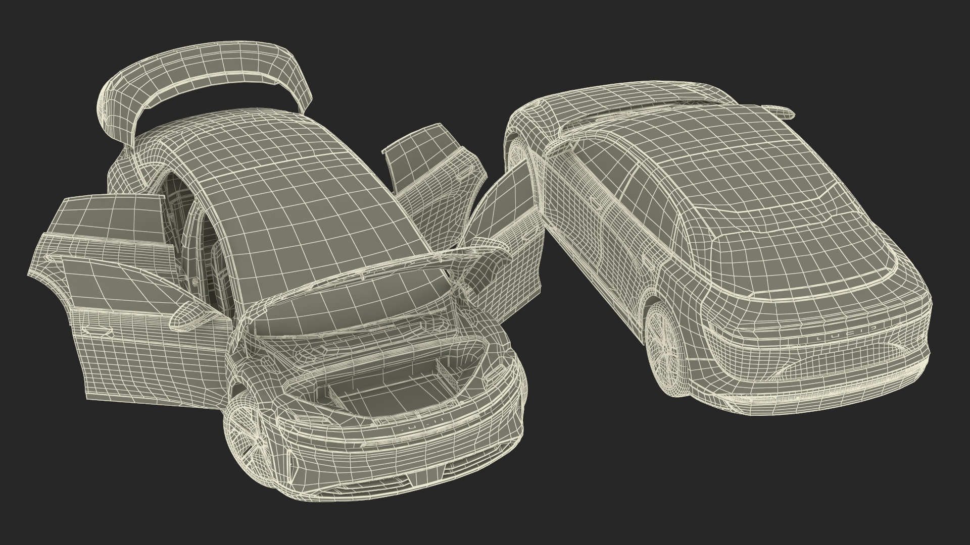 3D Lucid Air Electric Luxury Sedan Sapphire Rigged for Maya