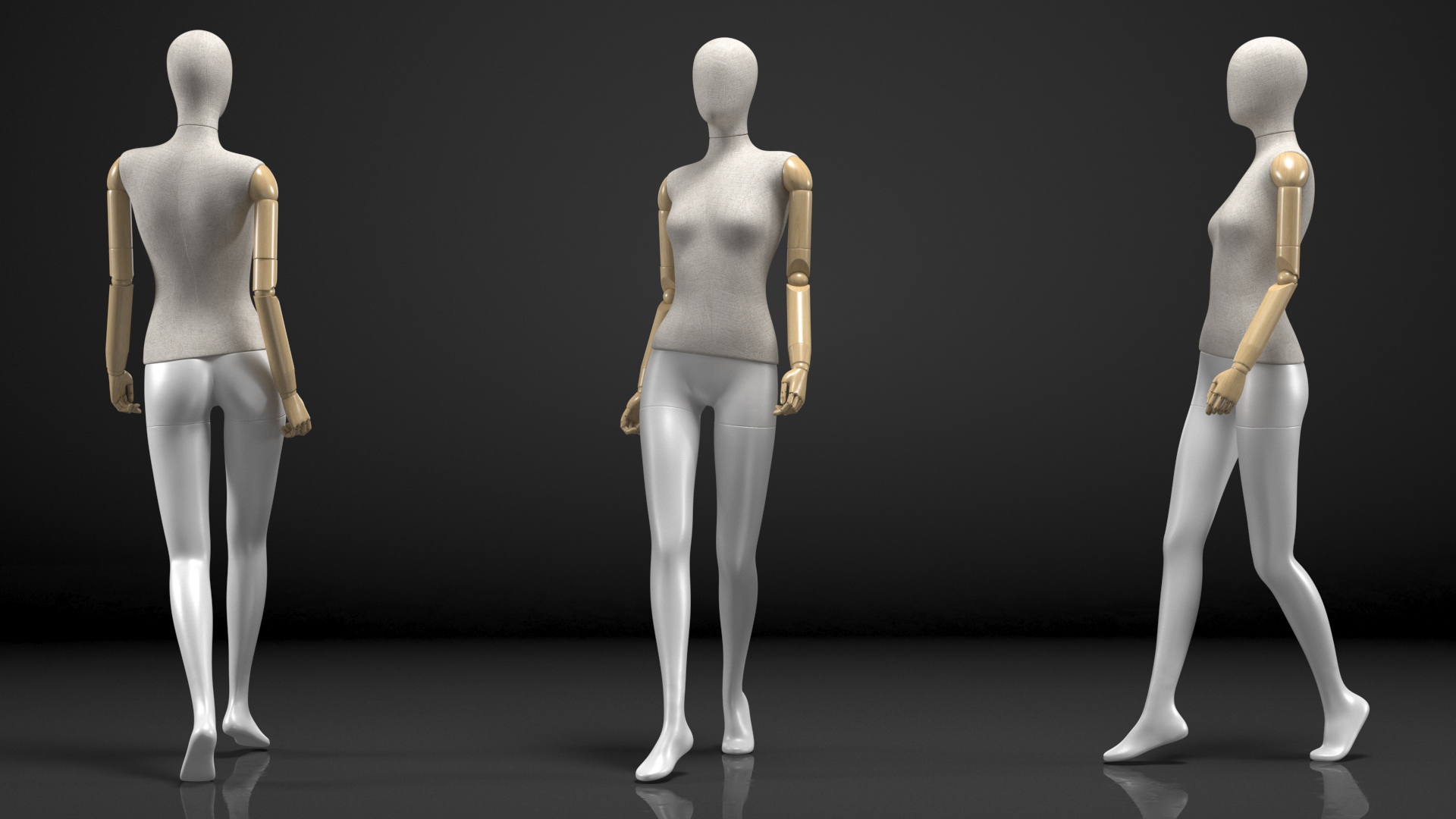 3D Flexible Female Mannequin Walking Pose model