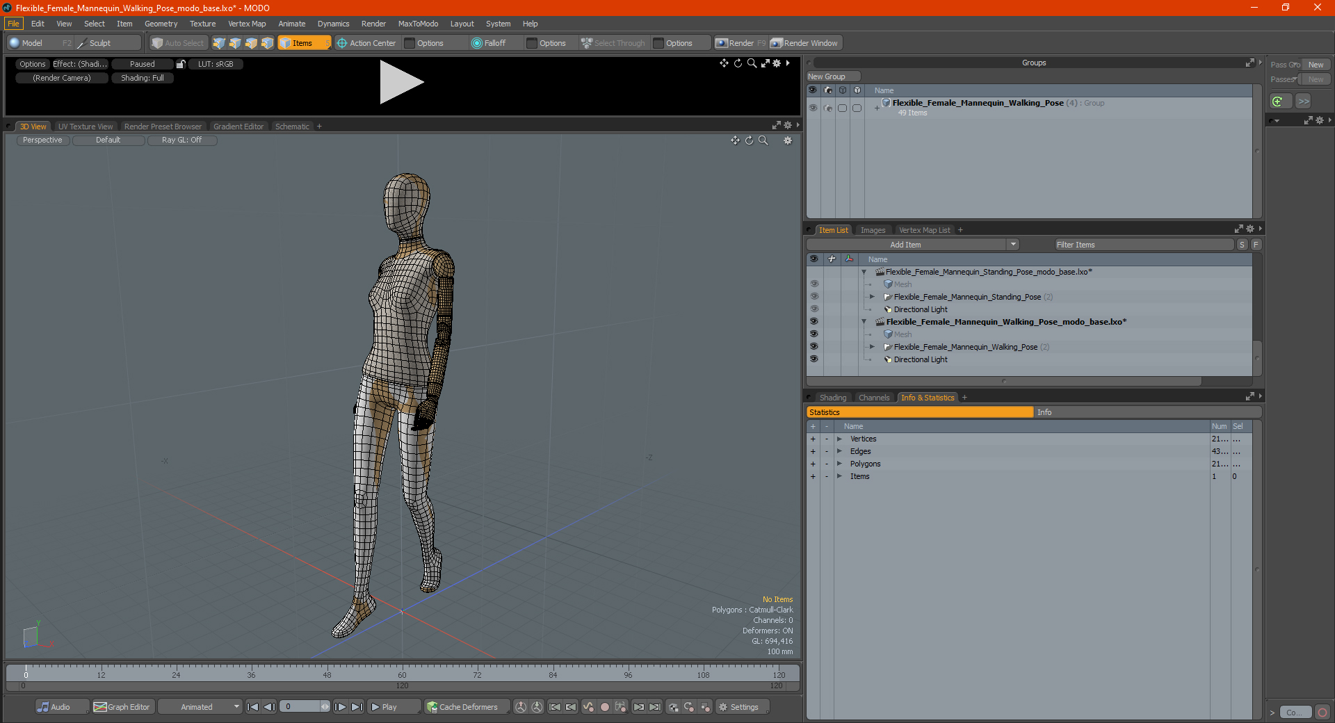 3D Flexible Female Mannequin Walking Pose model