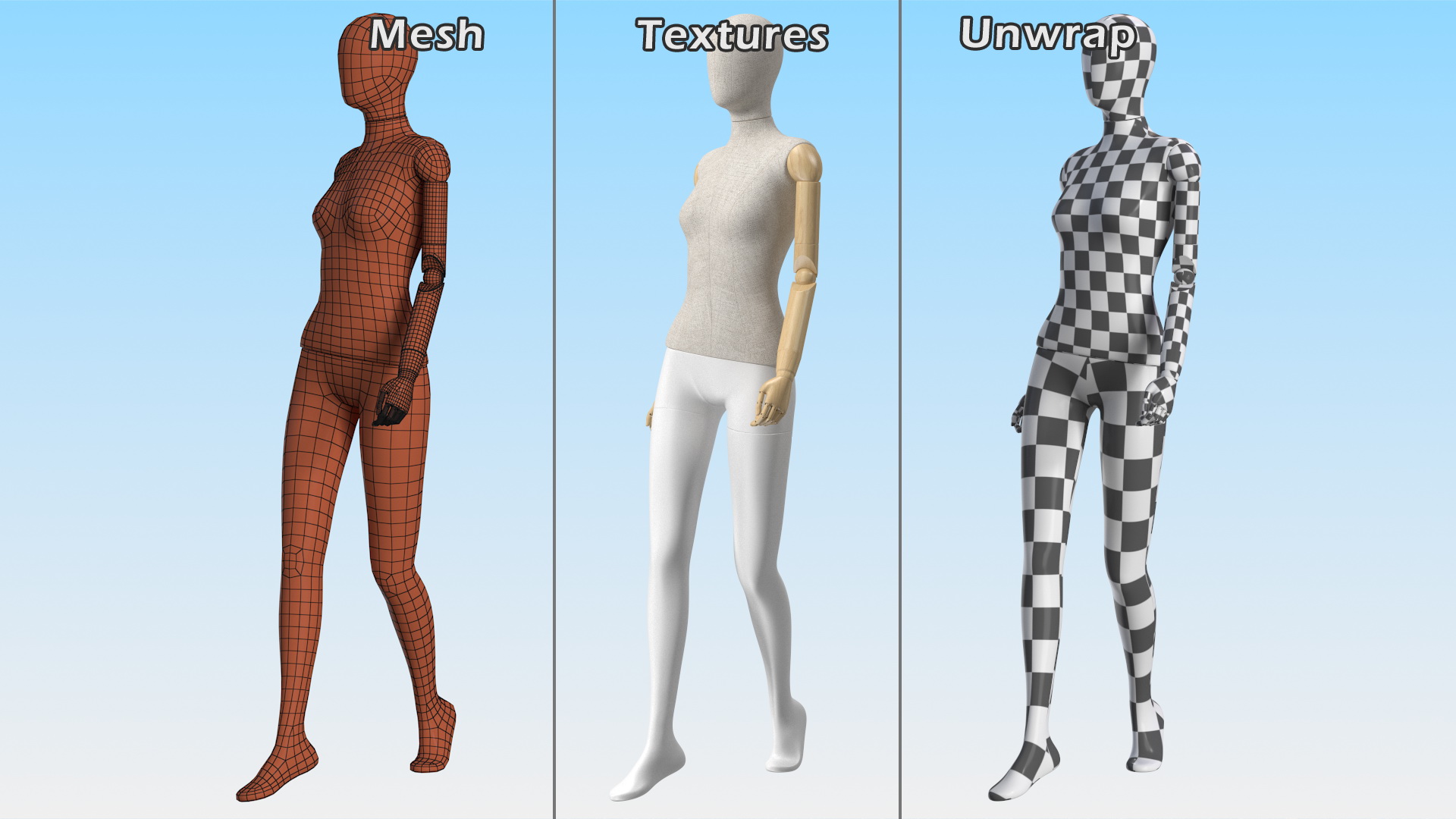 3D Flexible Female Mannequin Walking Pose model