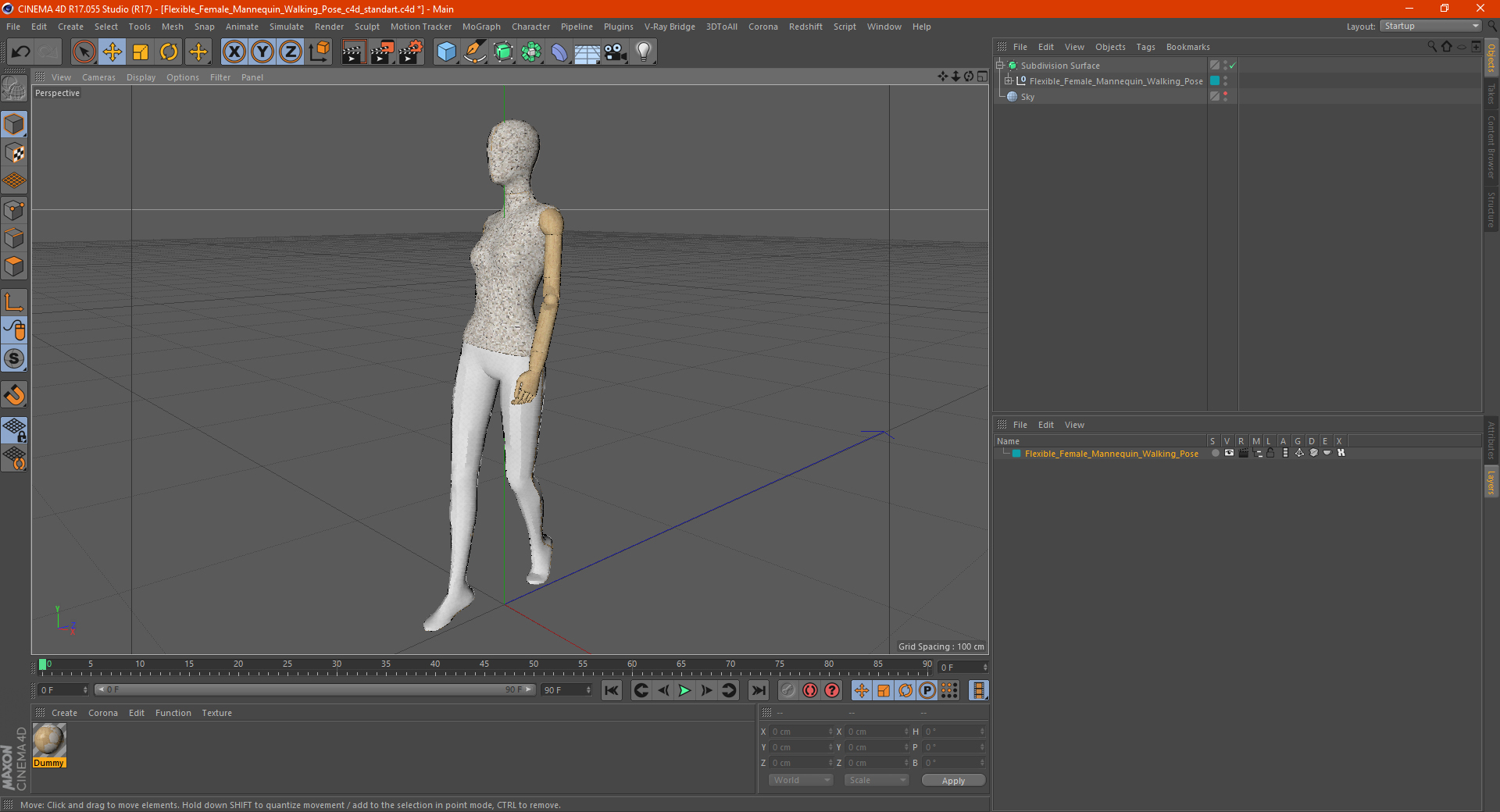 3D Flexible Female Mannequin Walking Pose model